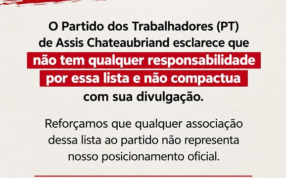 PT e Direita de Assis Chateaubriand negam autoria de lista de empresas